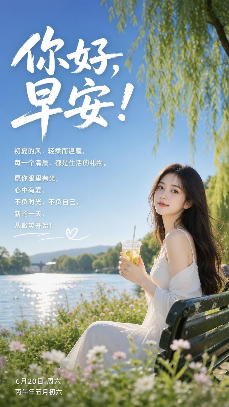 6月20日 周六丙午年五月初六你好，早安！初夏的风，轻柔而温暖，每一个清晨，都是