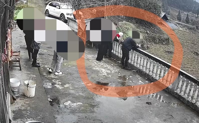 家人们，
这一幕太吓人了！
贵州遵义，3人站在老屋门口护栏前玩手机，刚好有人在玩