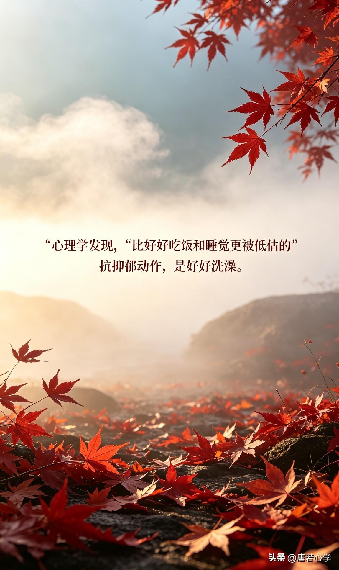 心理学发现，“比好好吃饭和睡觉更被低估的抗抑郁动作，是好好洗澡。”

很多人不信