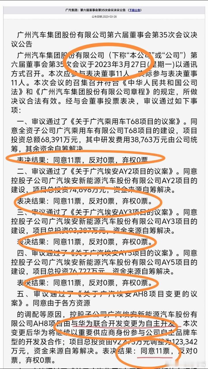 历史证明，广汽集团的投票从来就是同意11票，反对0票的。这是传统，并不针对某一件