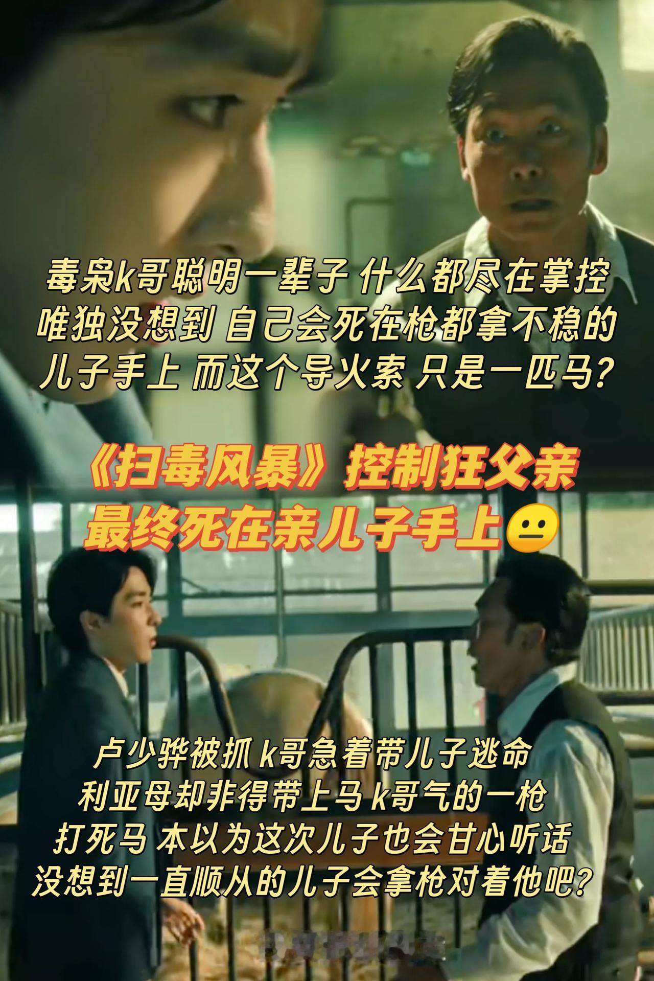 《扫毒风暴》控制狂父亲最终死在亲儿子手上[打脸]
压垮儿子最后的稻草，是父亲的独