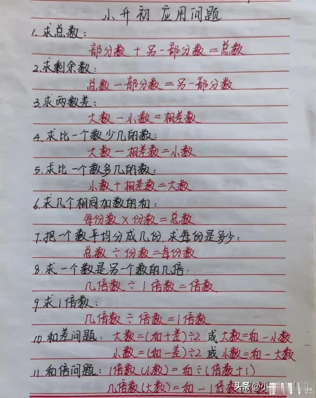 简直太厉害了！一位70岁退休老师竟然给孙女手写了一份1-6年级的数学公式，让孩子