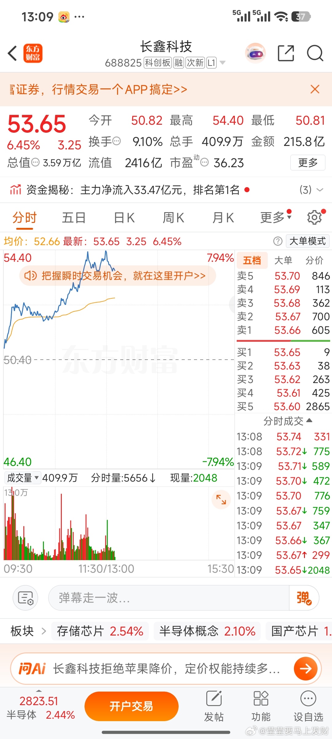 告诉大家一个秘密，下午我上了长鑫科技这个核心存储，个人记录，仅供参考分享，不构成