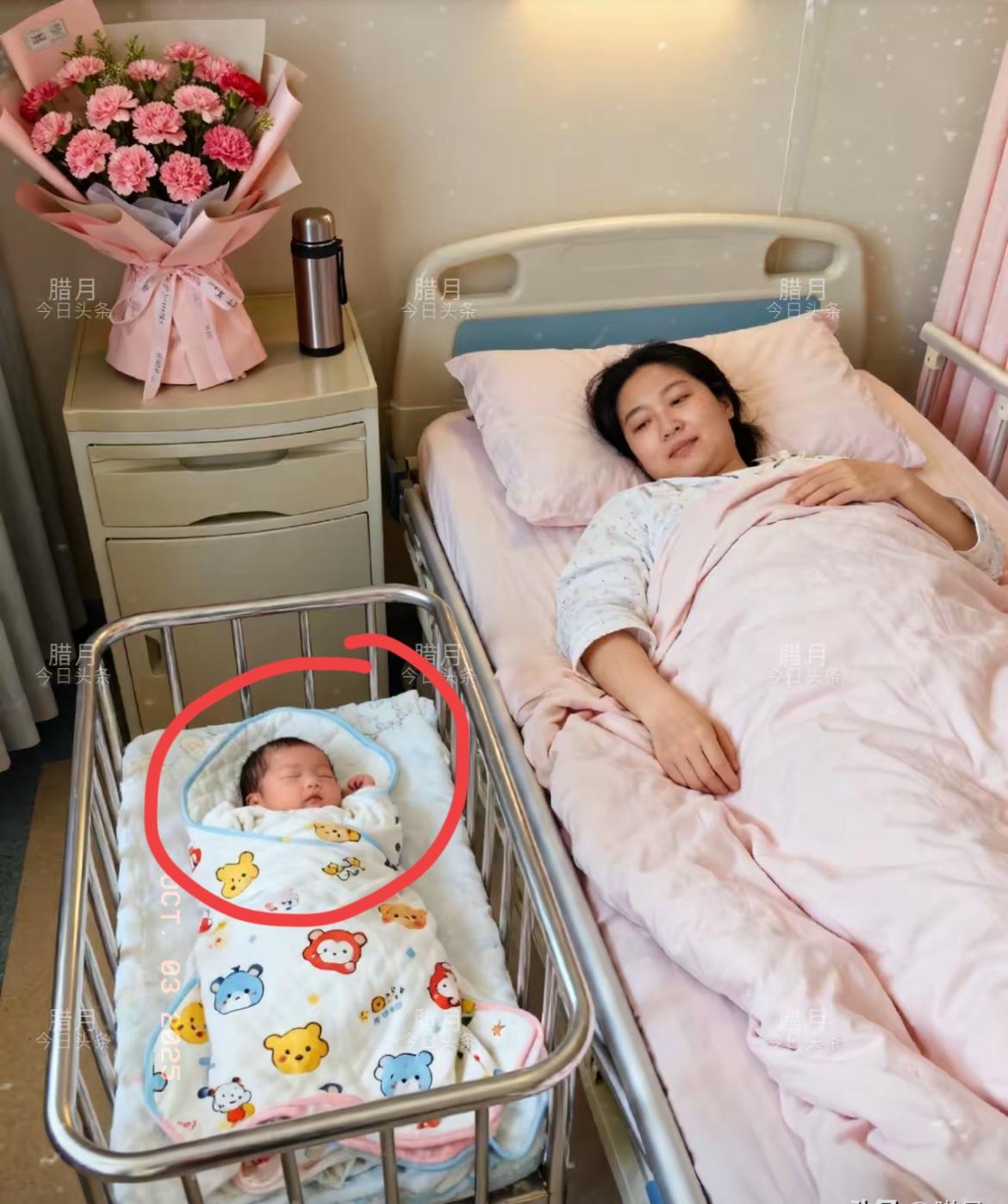 昨天去医院看朋友家刚出生的宝宝，
一进病房直接愣了——
旁边病床的产妇看着比我妈