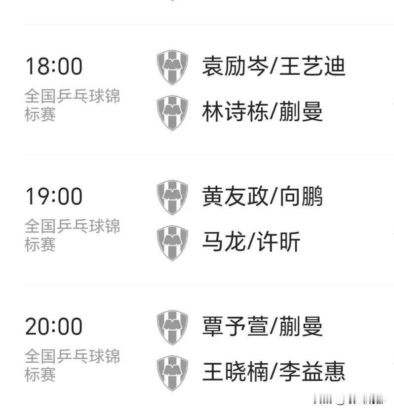马龙/许昕冲冠？王艺迪/袁励芩昨掀翻莎头今再掀翻栋曼？全国乒乓球锦标赛双打决赛，