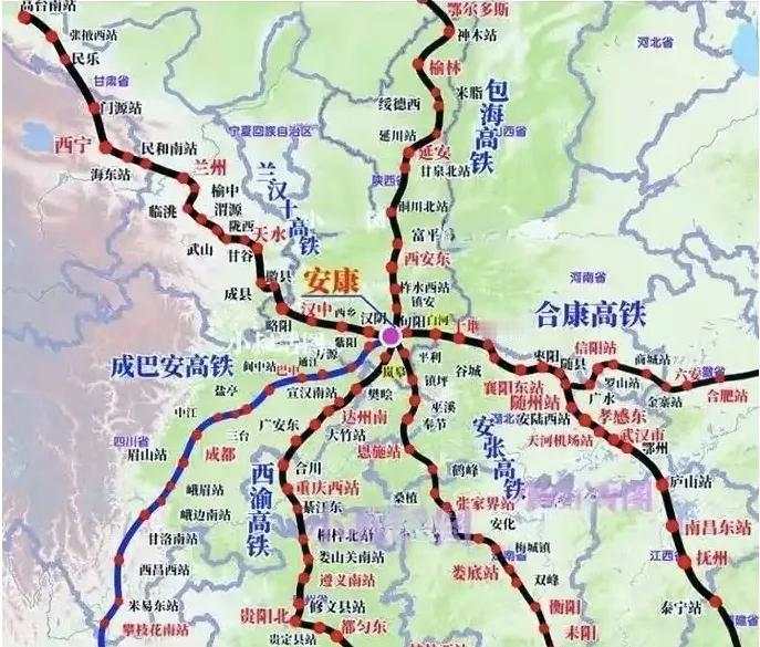 如果合康高铁变成了合西高铁通道，那么安康的高铁枢纽就会严重损失最关键的东西向高铁