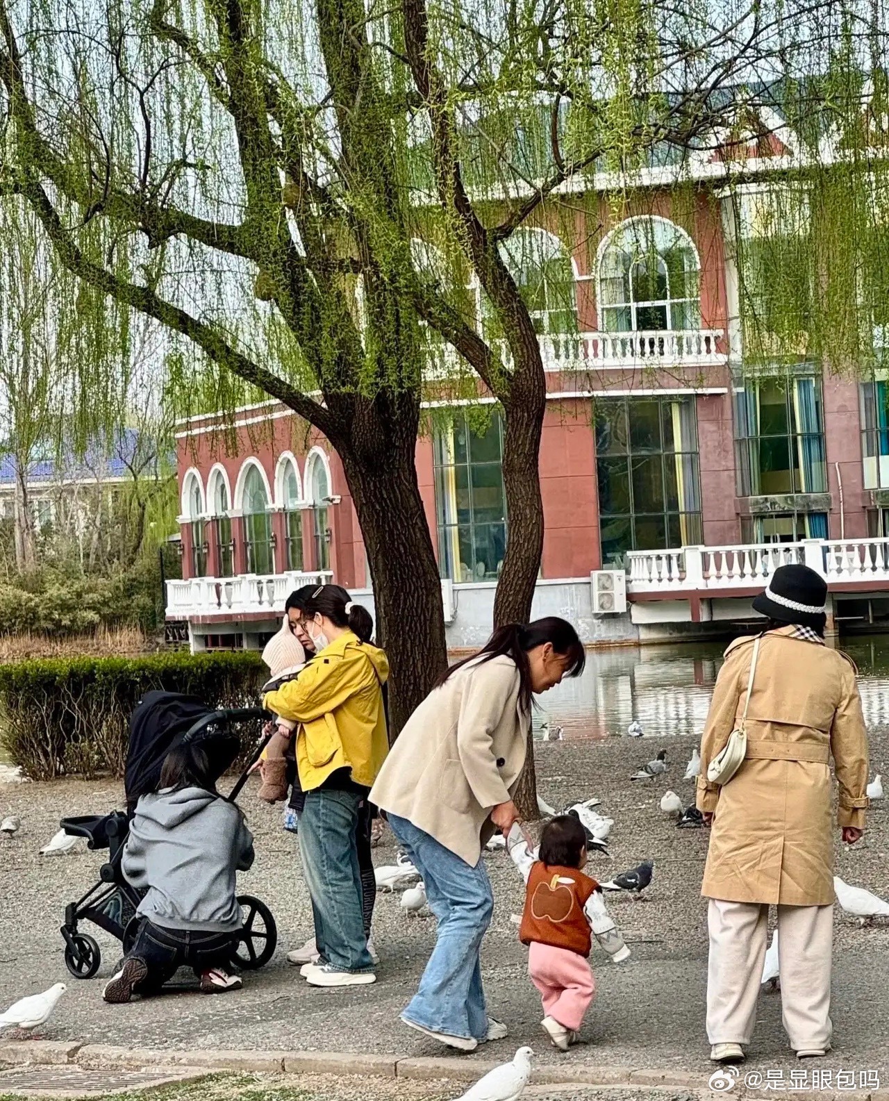 何穗在北京带儿子逛公园被偶遇，小王子被夸皮肤白到发光，看来肤色随妈妈了 