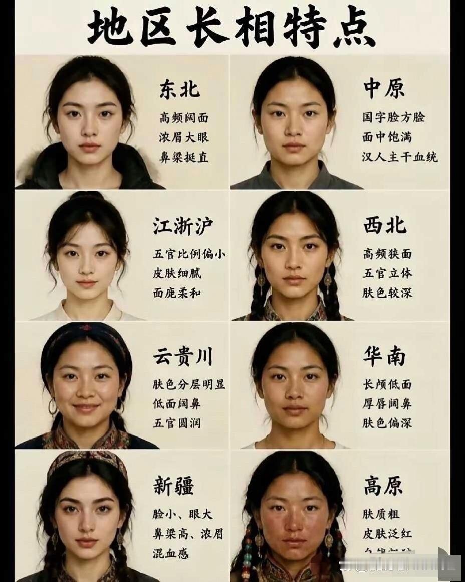 各地区长相特点 