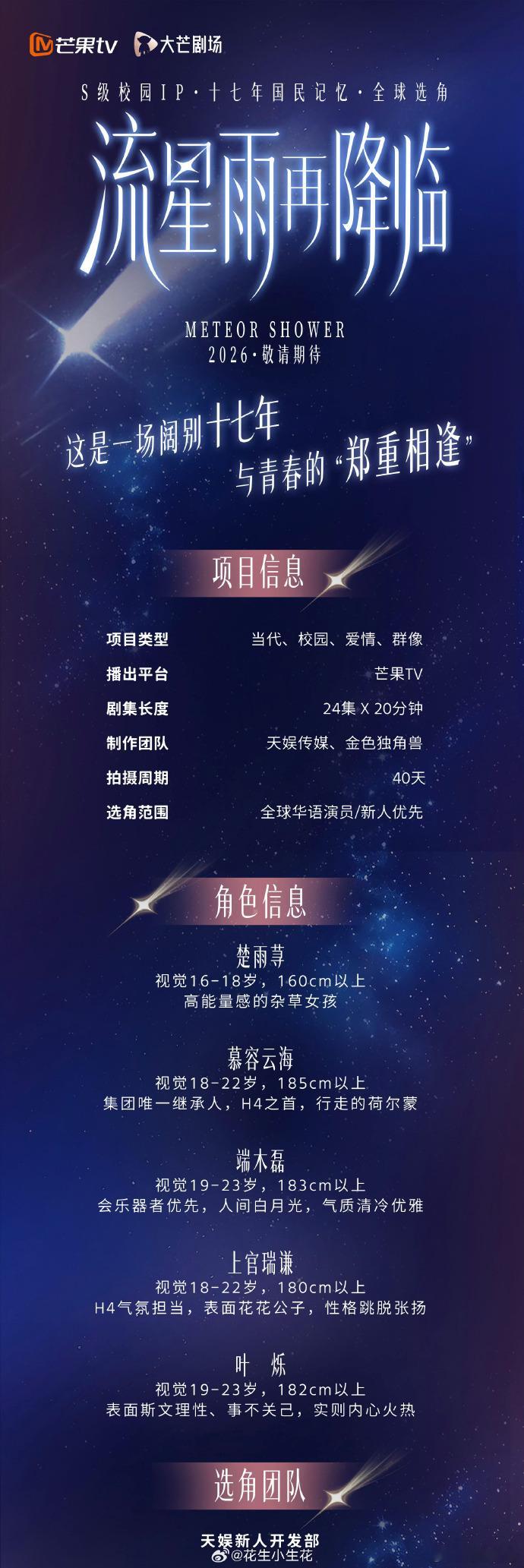 谁能演楚雨荨慕容云海新版流星雨男女主谁能演 楚雨荨不用大美女，但要耐看、有记忆点