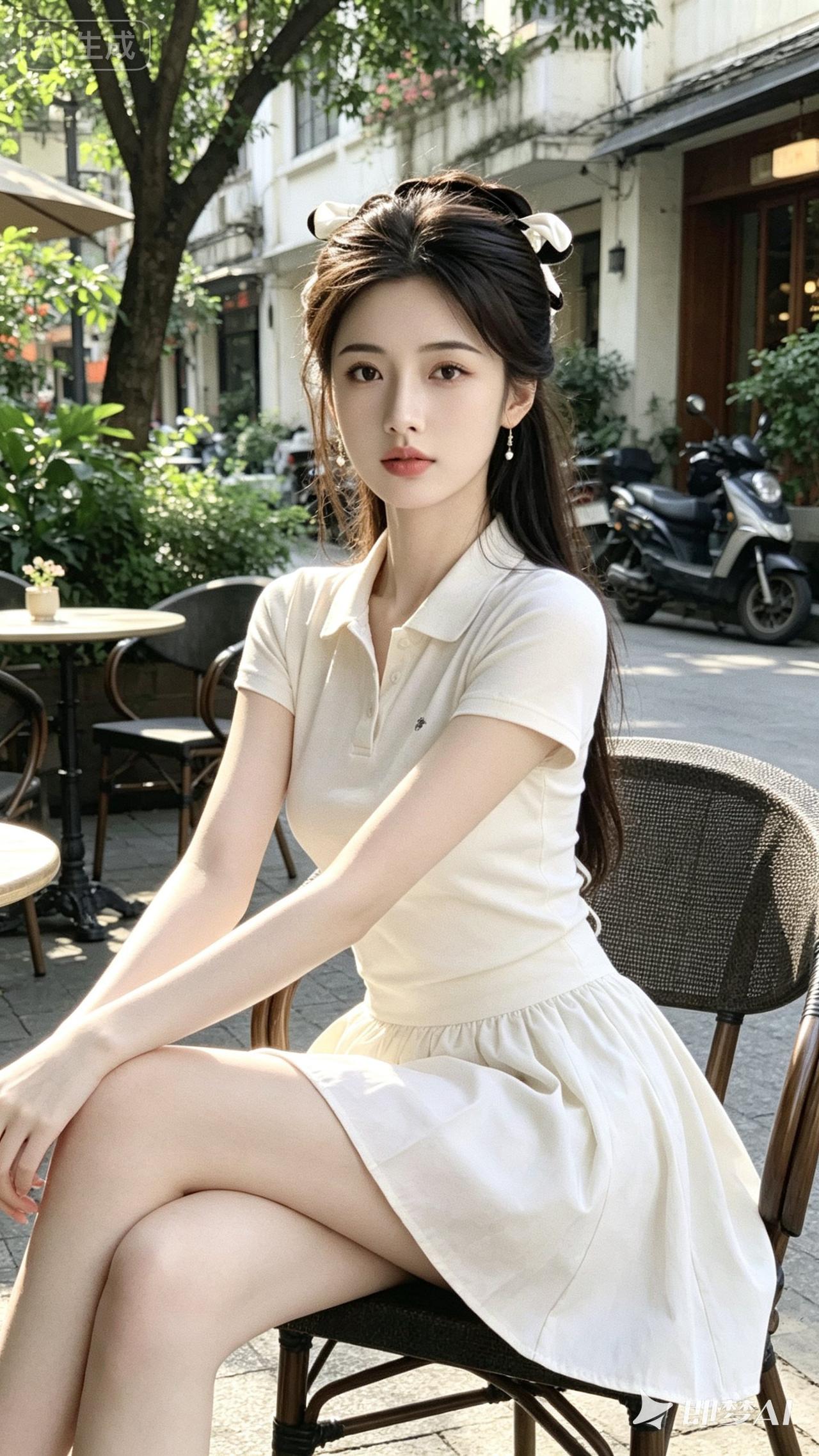 阳光下的温柔时光，咖啡馆里的优雅少女