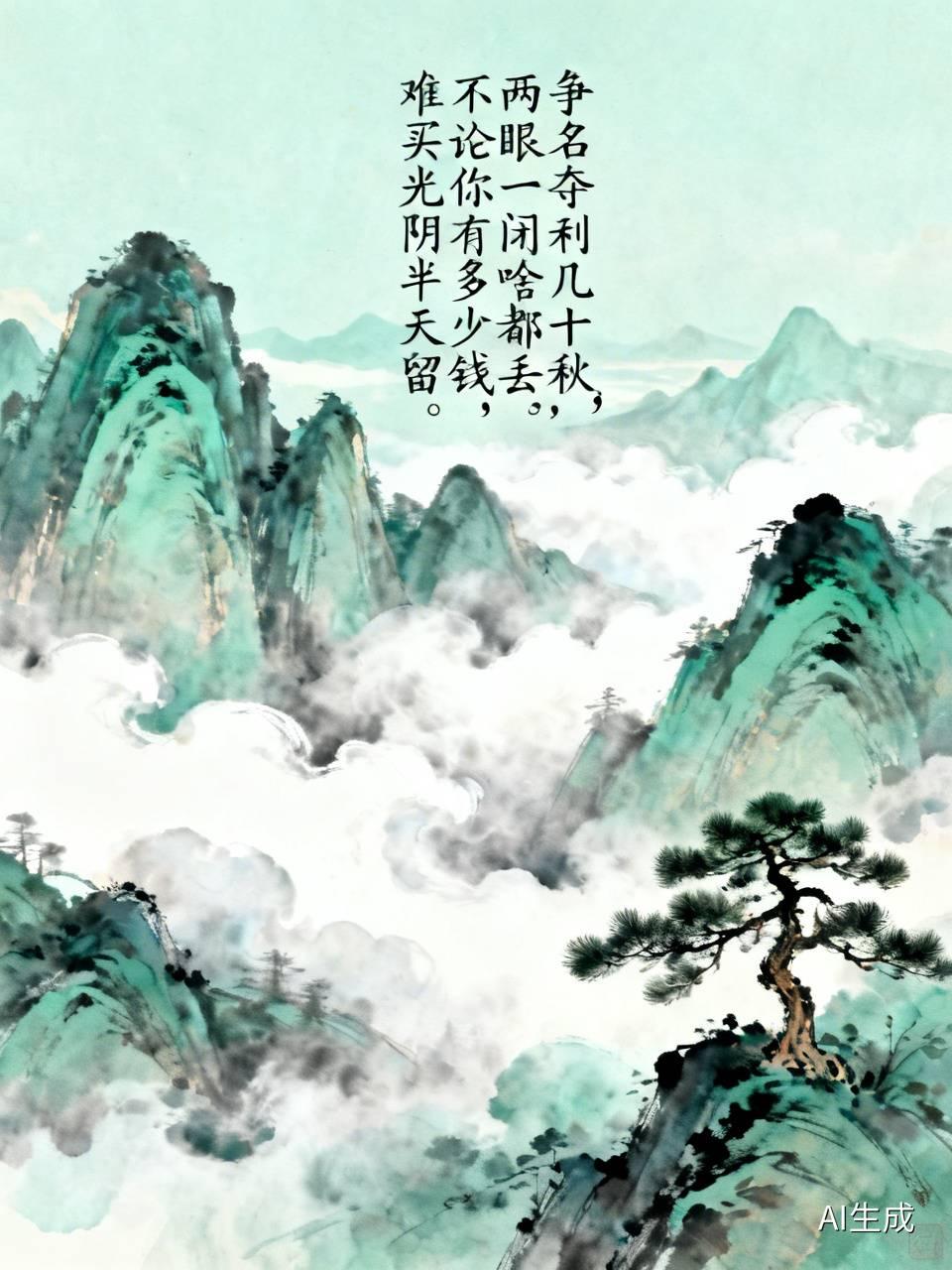 争名夺利几十秋，
两眼一闭啥都丢。
不论你有多少钱，
难买光阴半天留。
