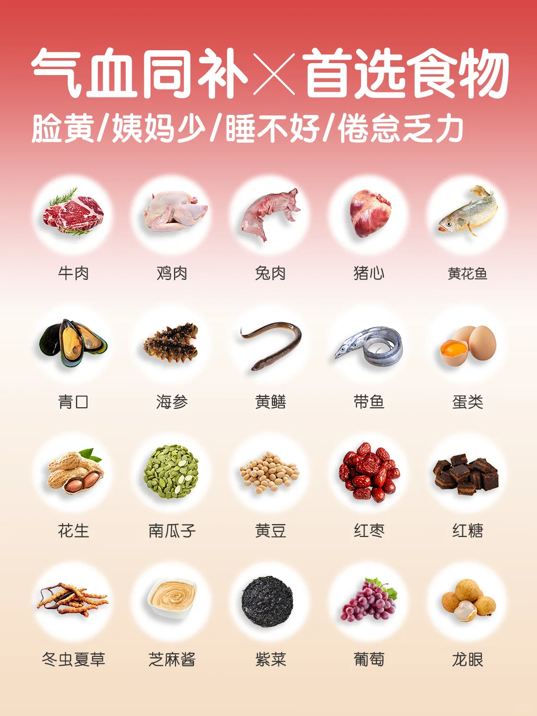 常见乏力｜姨妈少｜睡眠不好食材速查