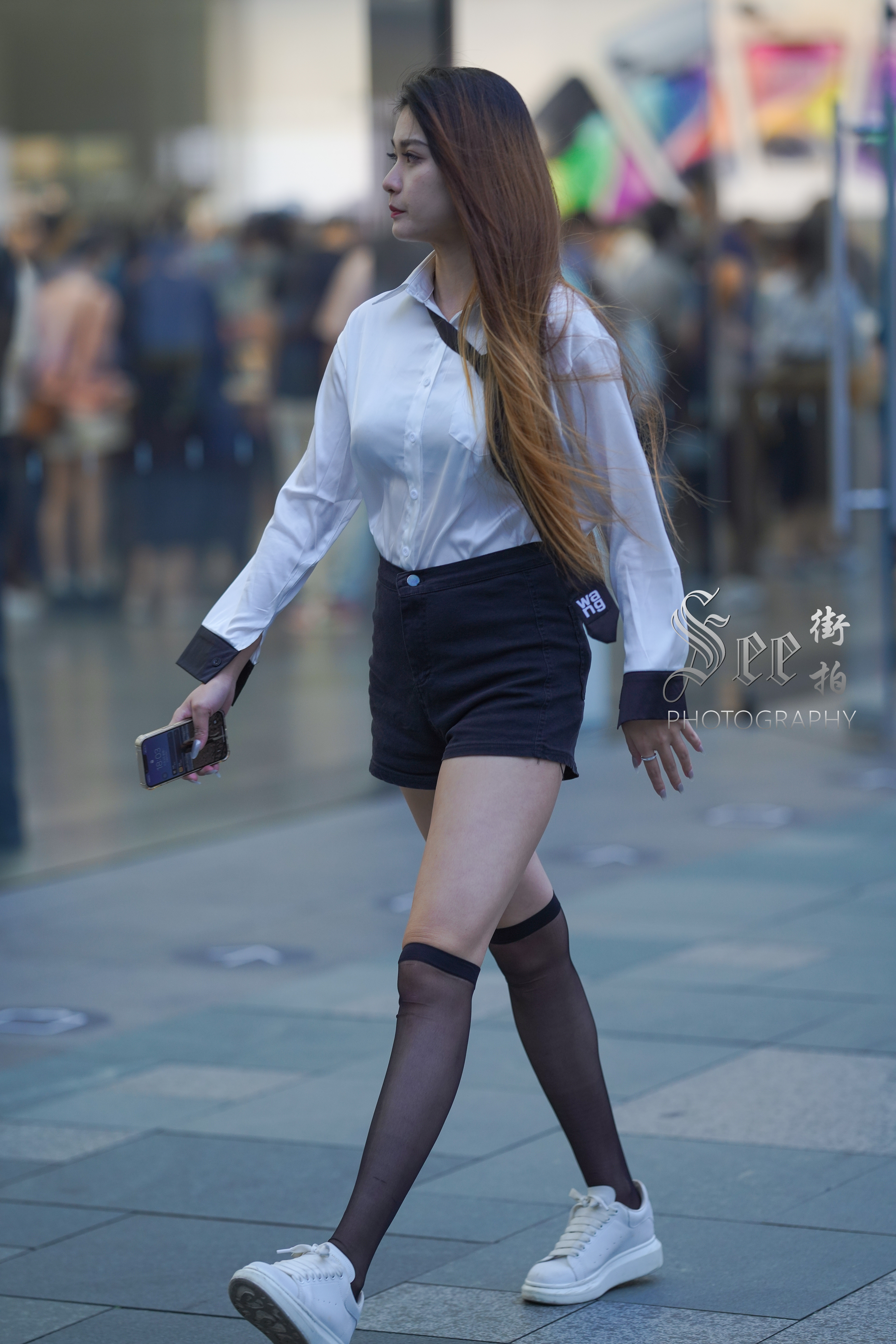 黑白搭配，衬衫短裤~~ ​​​