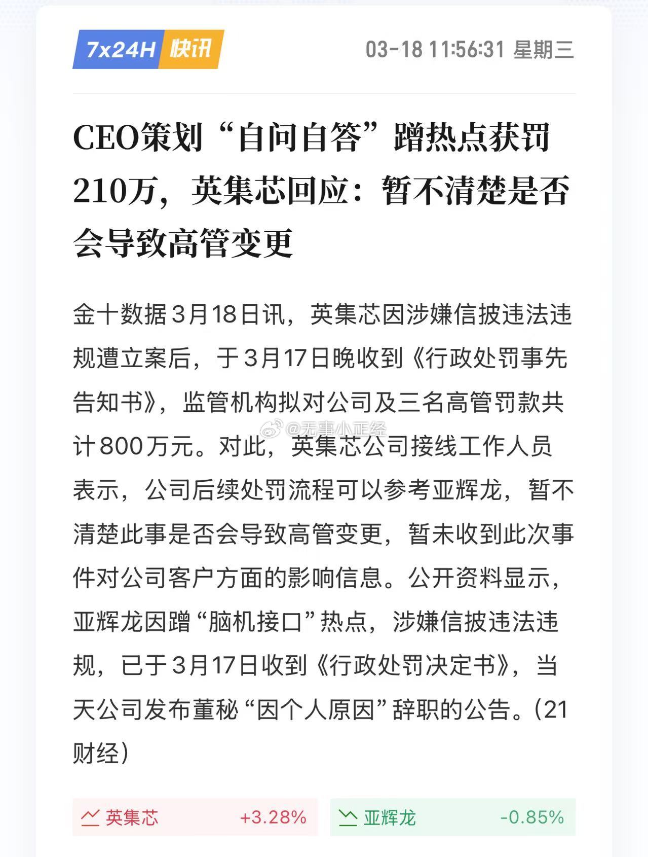 CEO策划“自问自答”蹭热点获罚210万。很多股民就喜欢这样的高管… 
