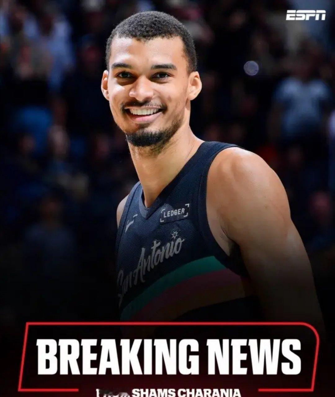 文班亚马降薪续约马刺据知名NBA权威记者Shams爆料，圣安东尼奥马刺已和队内核