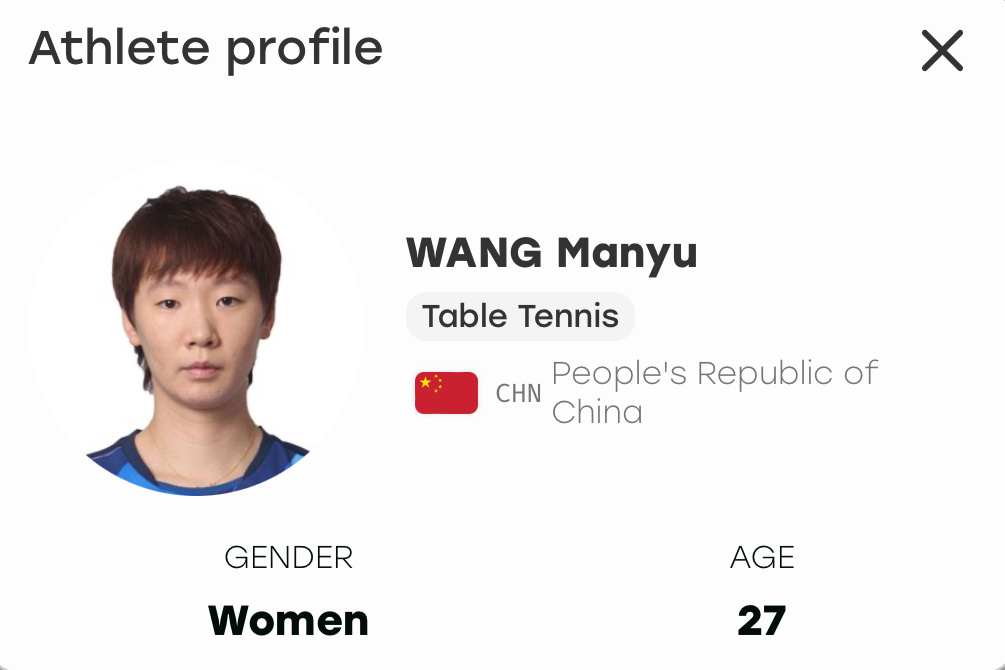 【2026爱知·名古屋亚运会】 王曼昱 公式照2026爱知名古屋亚运会国乒女队亚