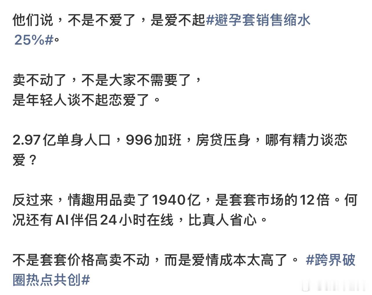 避孕套销售缩水25%是这样吗？