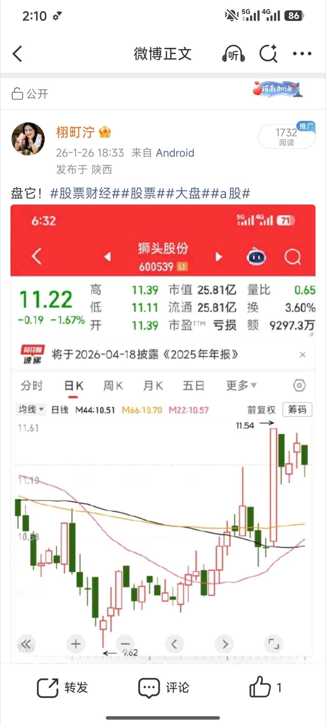 冲高回落，大盘弱势的可怕，要等明天才行。耐心一些股票财经股票大盘a股