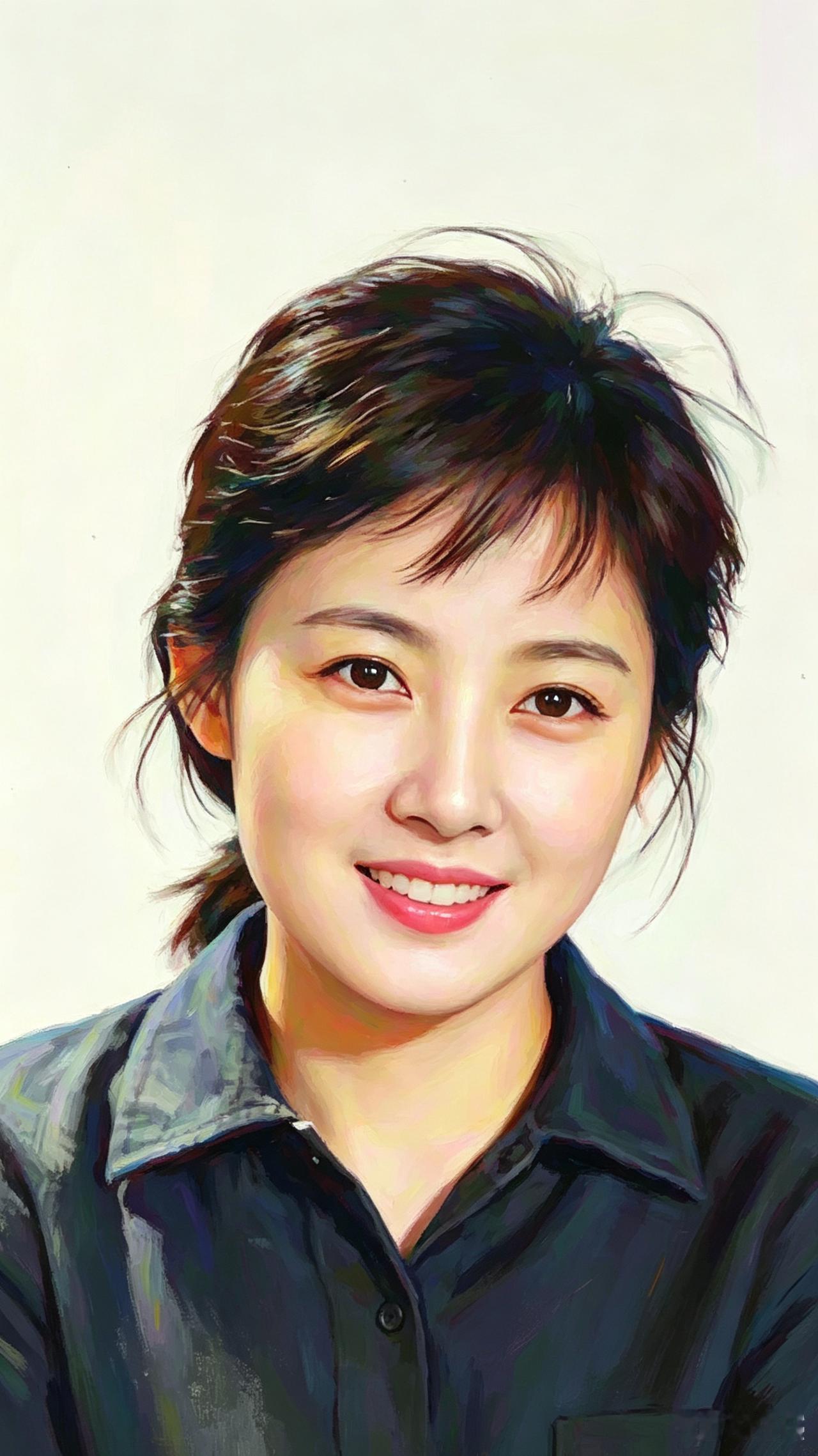 看啦，她笑容好甜美，穿着简约的衣服，很有气质呢。耐看的长相