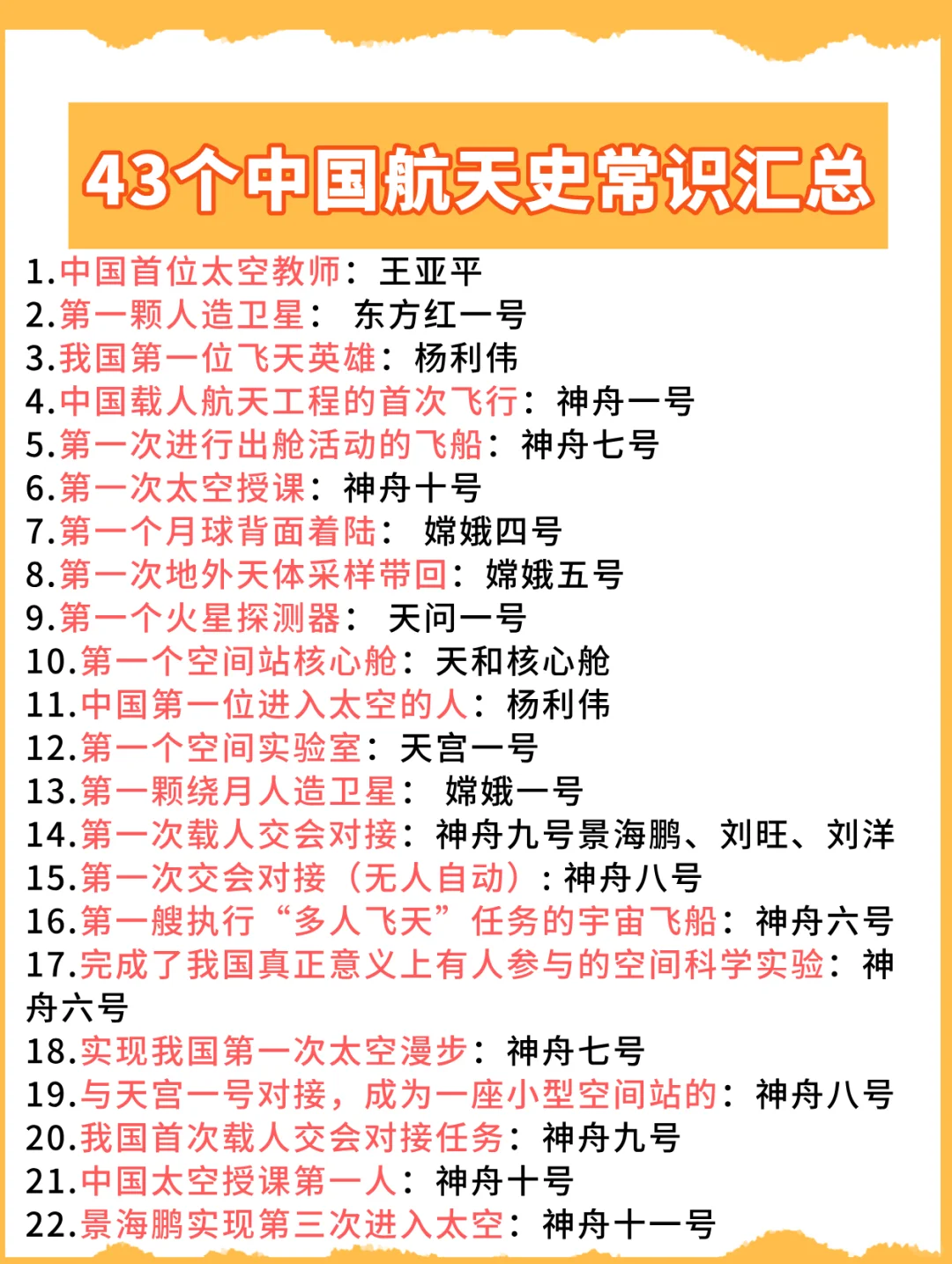 43个中国航天史知识点，请您背一下