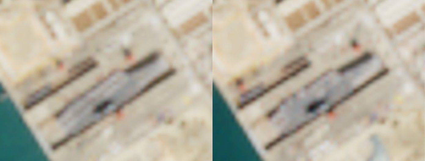 CV-17山东:01/16 vs 02/05 甲板上的油漆线正在被刮掉 图源推特