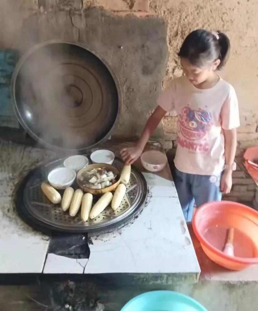 孩子要开学了，地里熟的，柴火蒸一大锅日常生活碎片