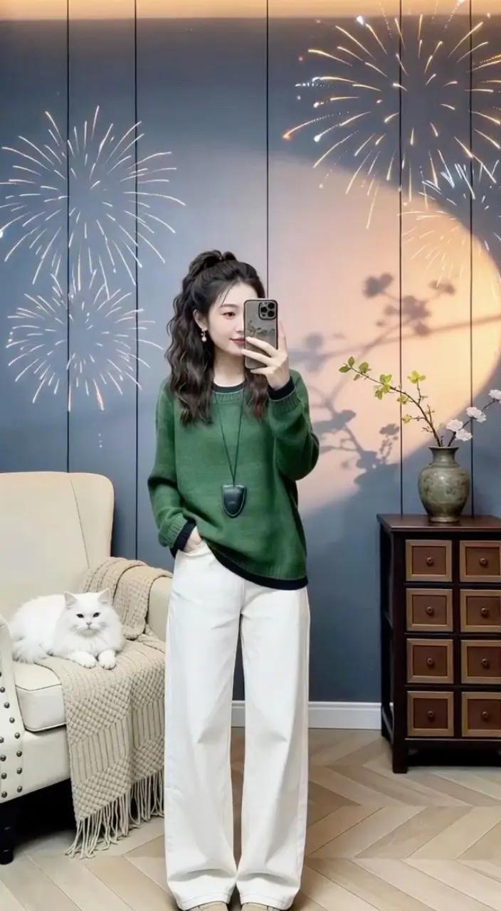 宽松针织衫休闲百搭洋气减龄谁穿谁好看