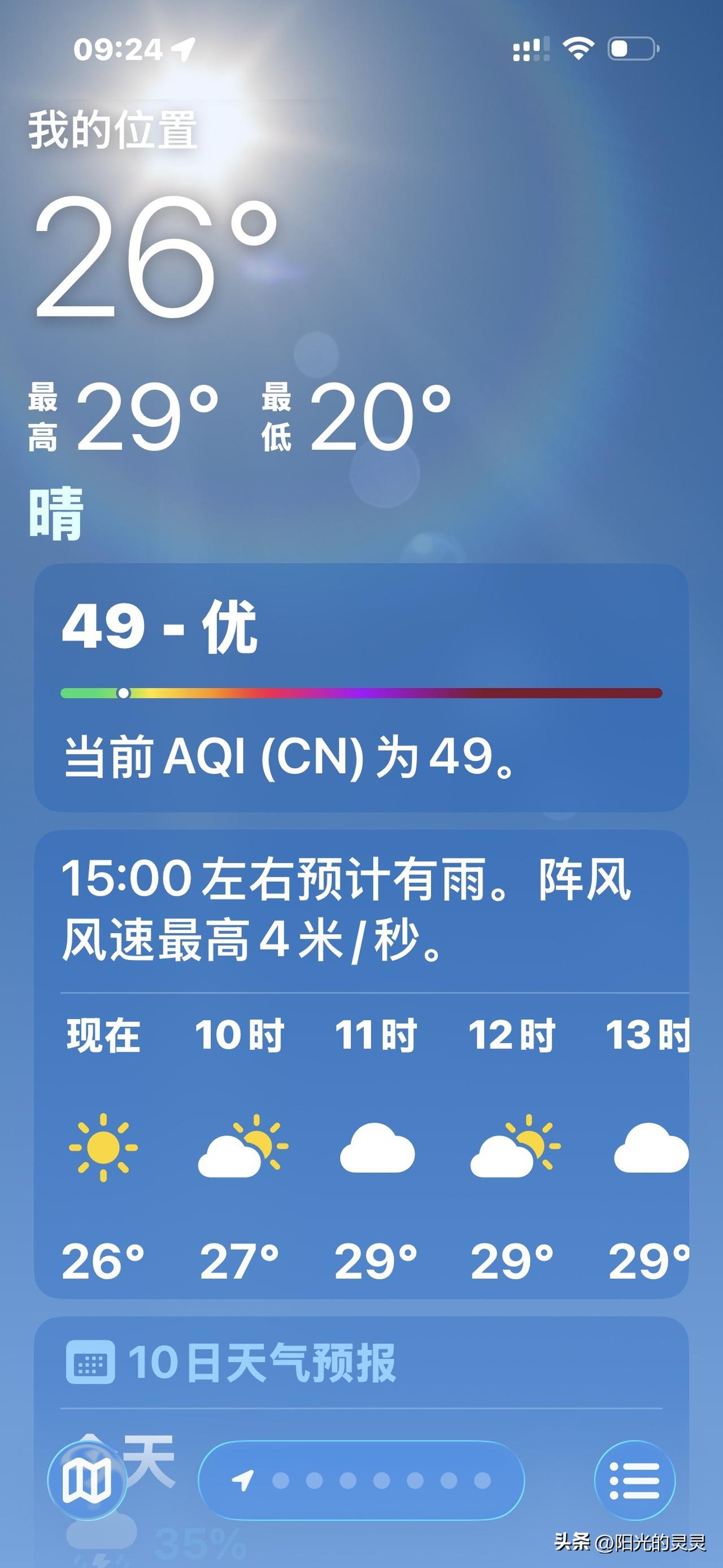 今天的温度，20~26度。
凉风习习。可是在家里头动弹一下就出汗，这是咋回事？