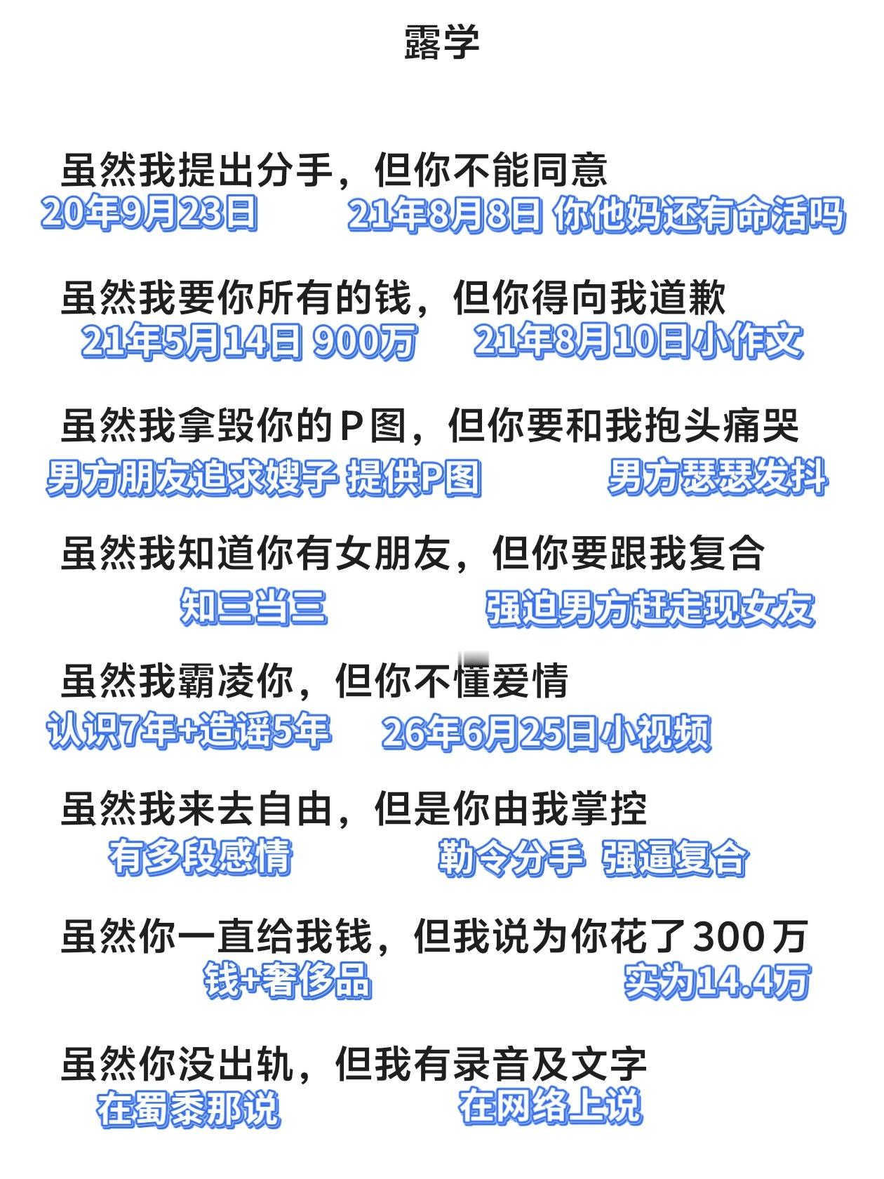 这也是我五年经历的一切，我愿意负一切法律责任，我说的都是真的。我也有视频以及录音
