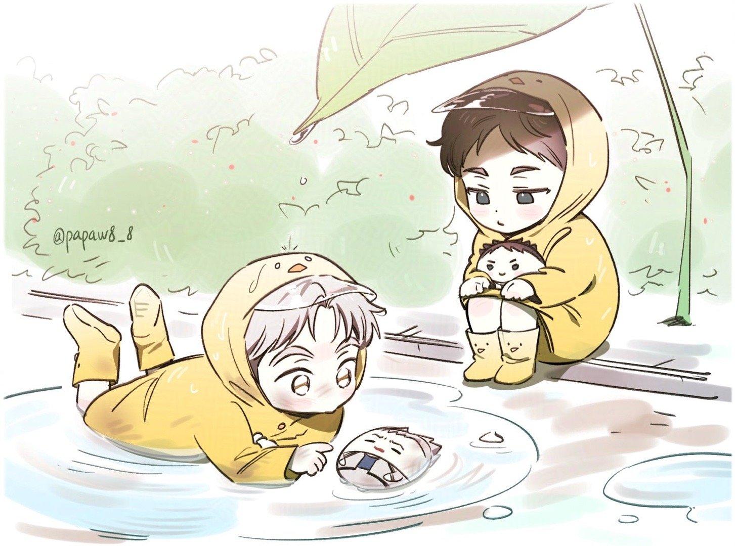 排球少年  下雨天☔️ 绘：papaw8_8 