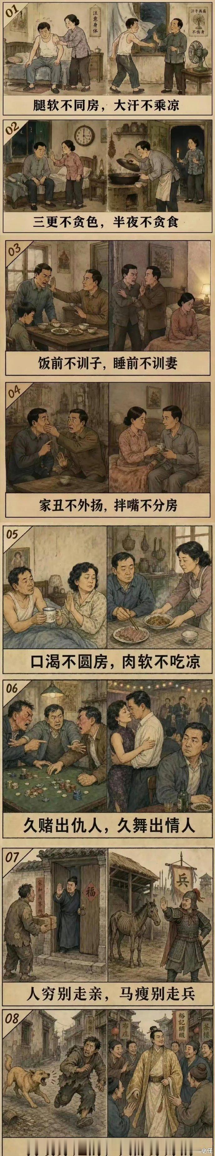现在应该没人听这些了。比如三更不贪色。三更是晚上23点至次日凌晨1点 ，这时间人