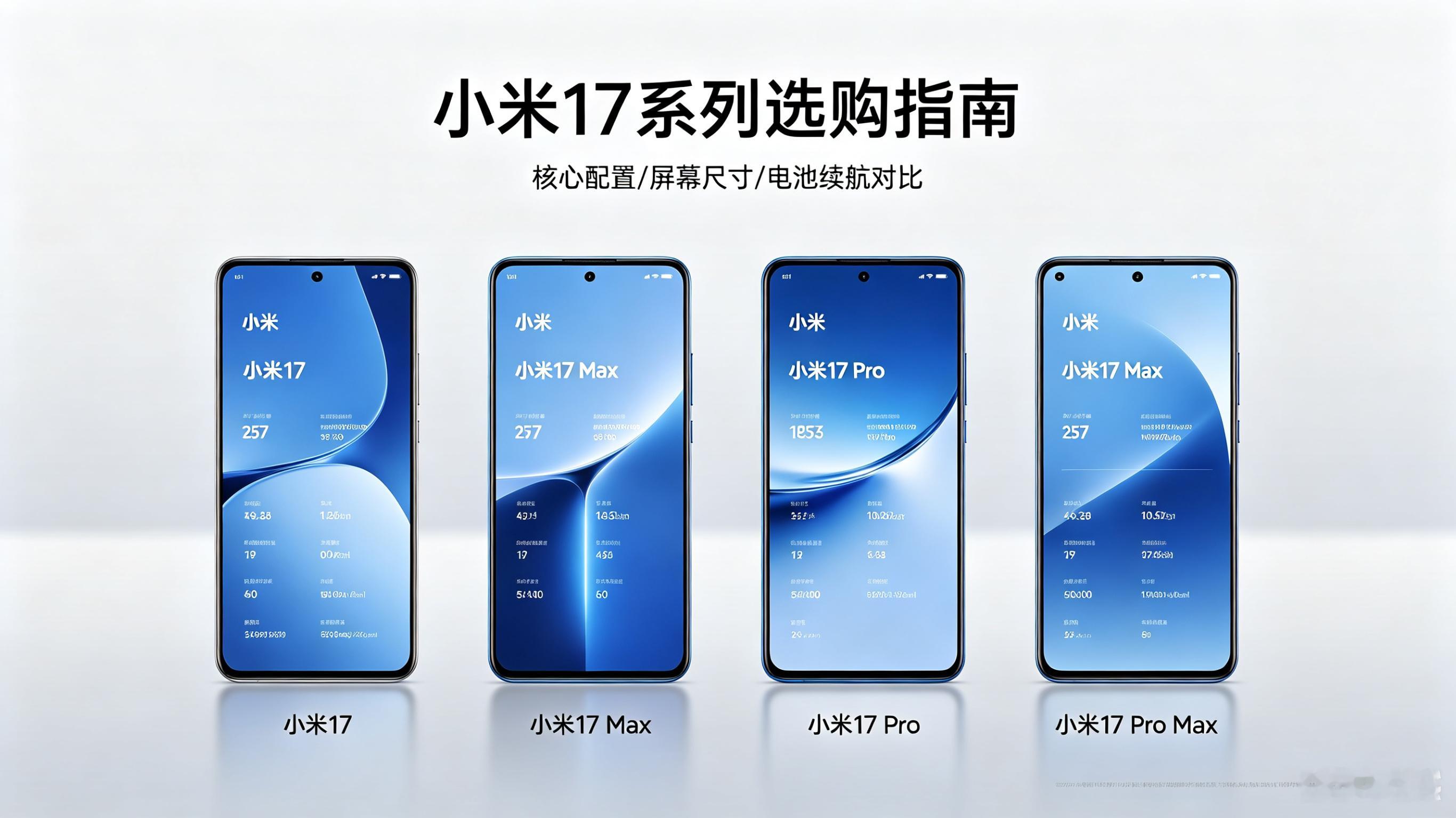 小米17系列怎么选刚上新小米17 Max，四款机型配置差异清晰，帮大家梳理一下。