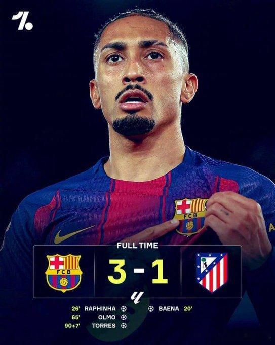 马竞遭遇本季西甲第二场失利，巴萨联赛五连胜后在榜首位置与皇马（少赛一场）拉开4分