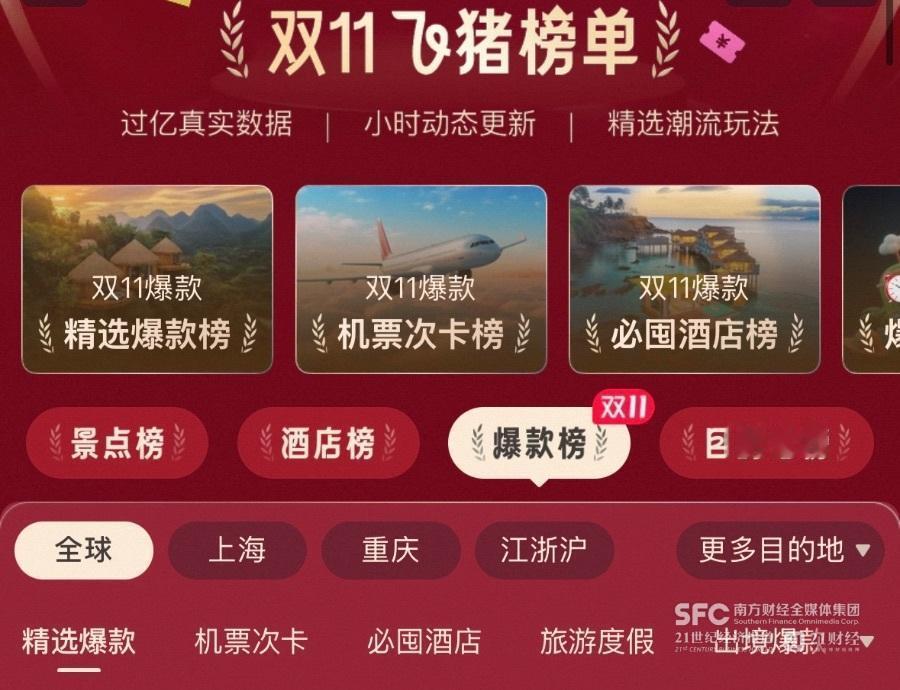 飞猪：自10月20日以来，平台便开启了双十一大促，多个酒店放上来的套餐价格低到“