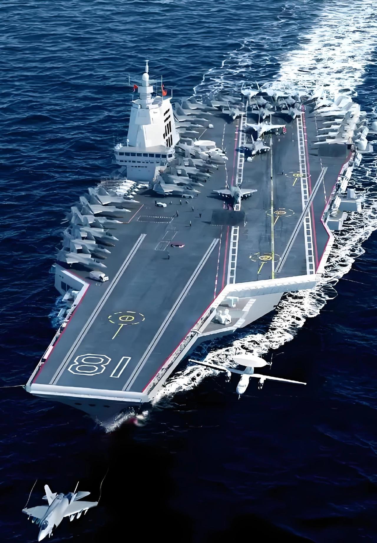 热烈祝贺！我国首艘电磁弹射型航母正式入列，大国重器乘风破浪。承载着民族复兴的豪情