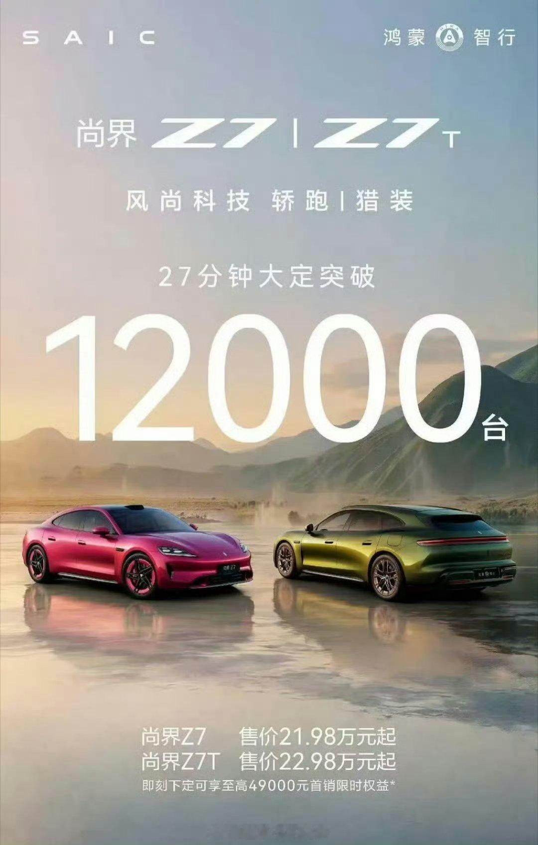 肖战代言的华为尚界z7 z7T 27分钟大定破12000台🔥 