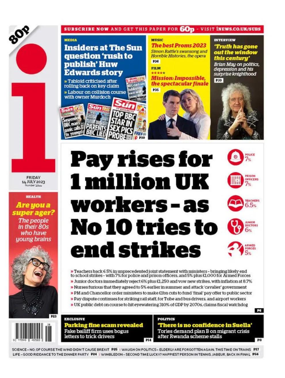  英相批准公共部门员工加薪7%

《i》报道，英国一百万名公共部门员工将获得加薪