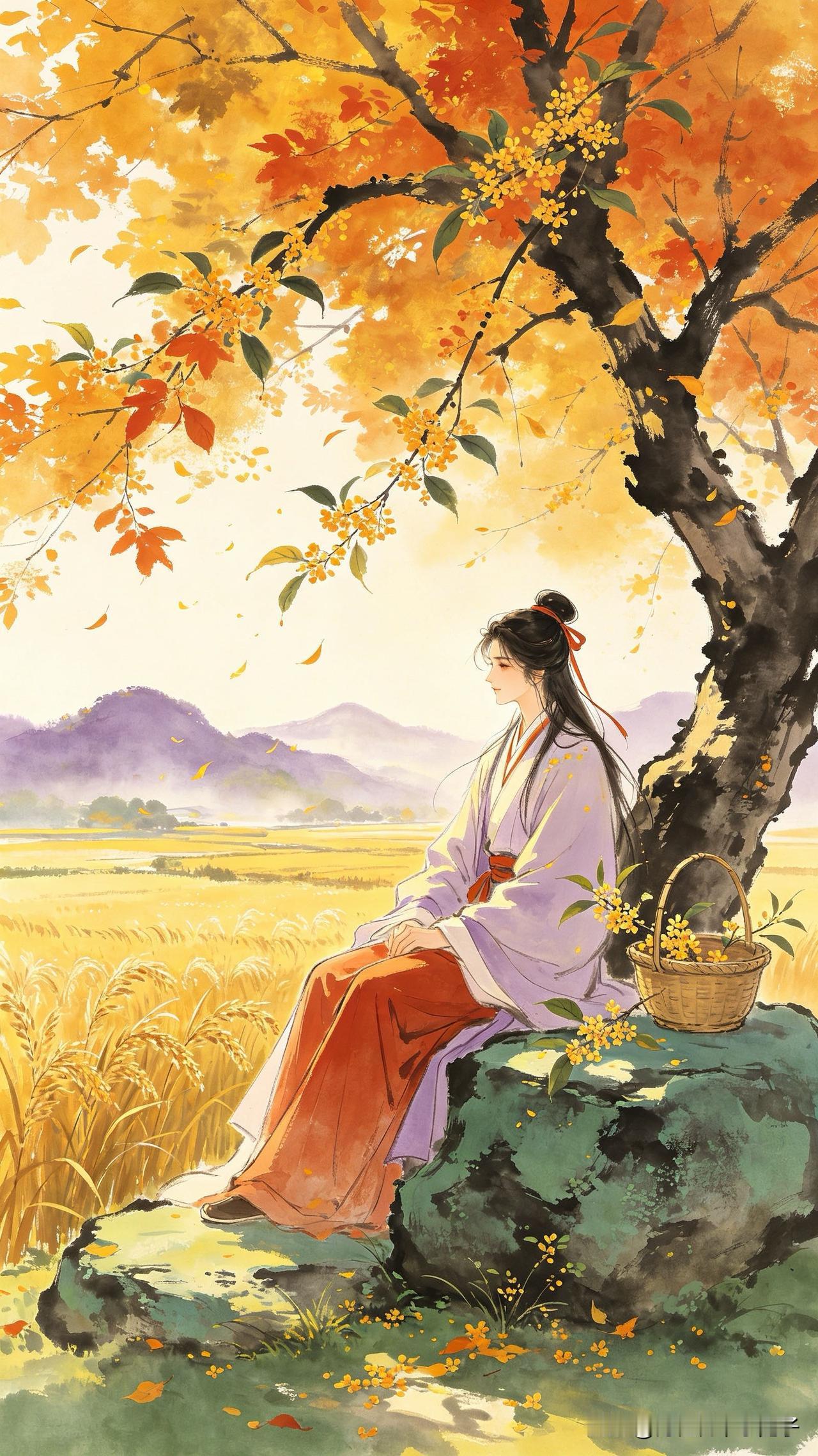 出伏今朝暑气藏，
金风拂面喜微扬。
田畴稻熟丰收近，
        
…………