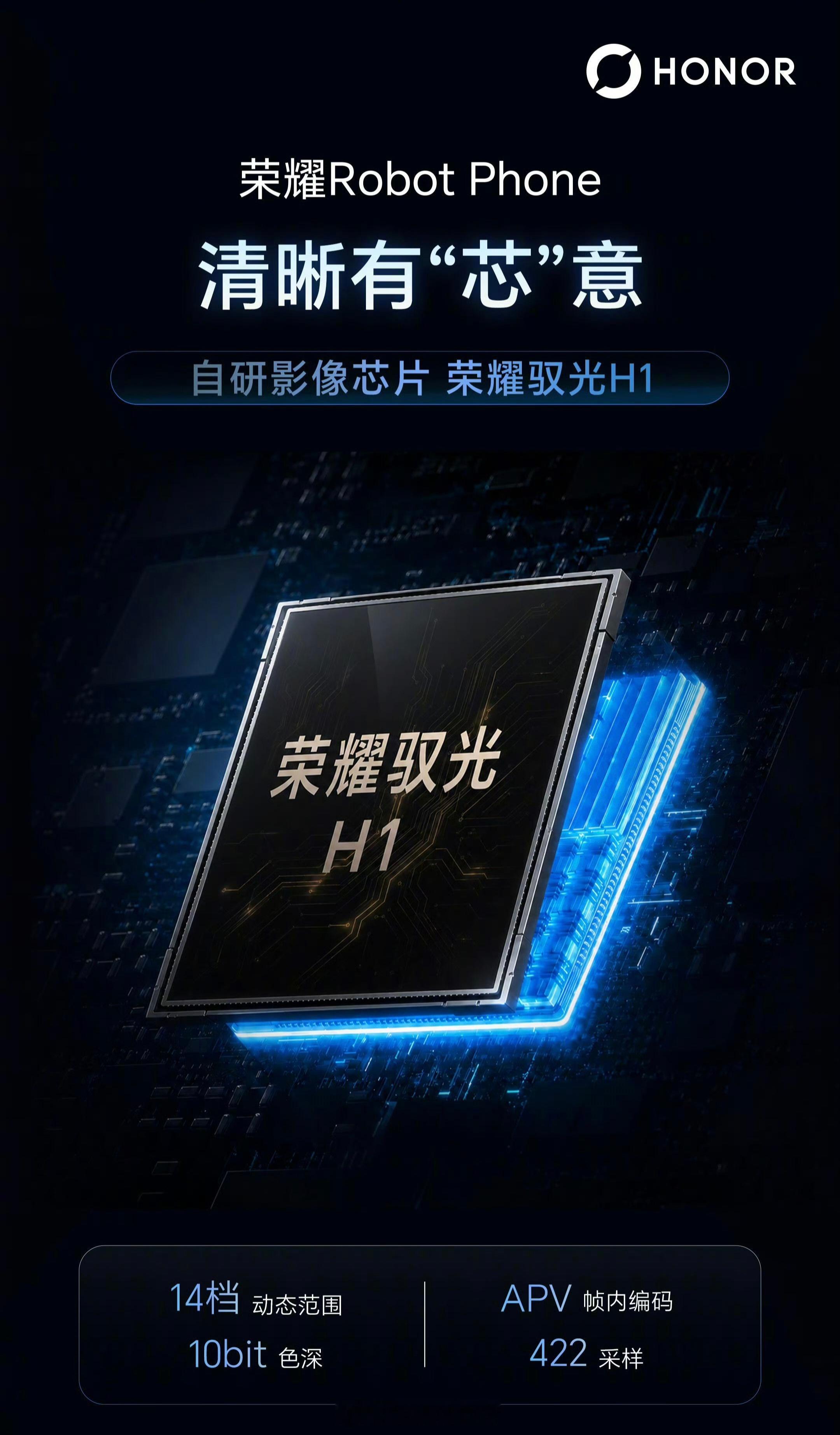 荣耀Robot Phone 影像预热：采用自研影像芯片驭光H1-10bit色深，