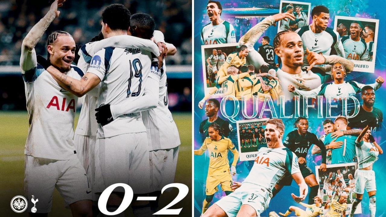 欧冠：热刺客场2-0击败法兰克福，排名第4位直通16强。
穆阿尼、索兰克相继建功