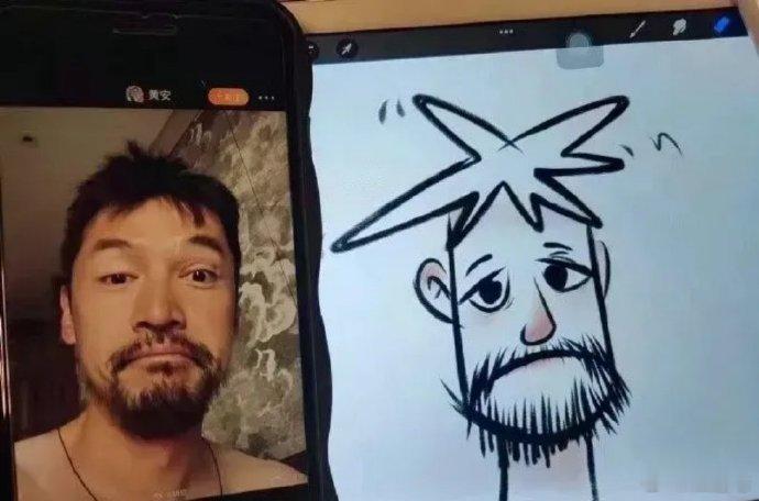 网友当初给胡歌画了卡通像！胡歌直接把图印在T恤上，就很胡歌啊～[哈哈][哈哈] 