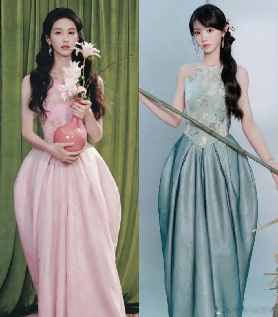 同款花苞裙，一支粉色，一支绿色你更喜欢哪一朵 
