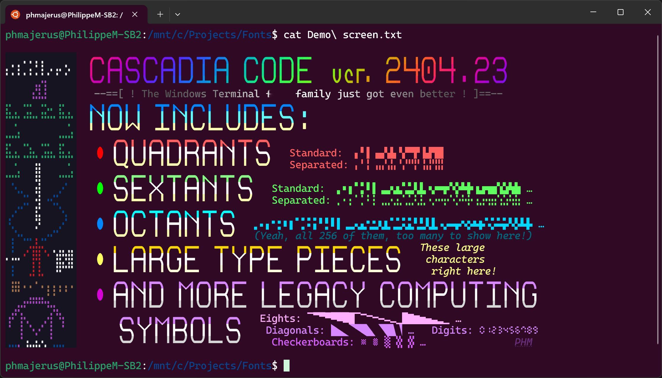 今天，微软宣布 Cascadia Code 新增一个新字体：Nerd。除此之外，