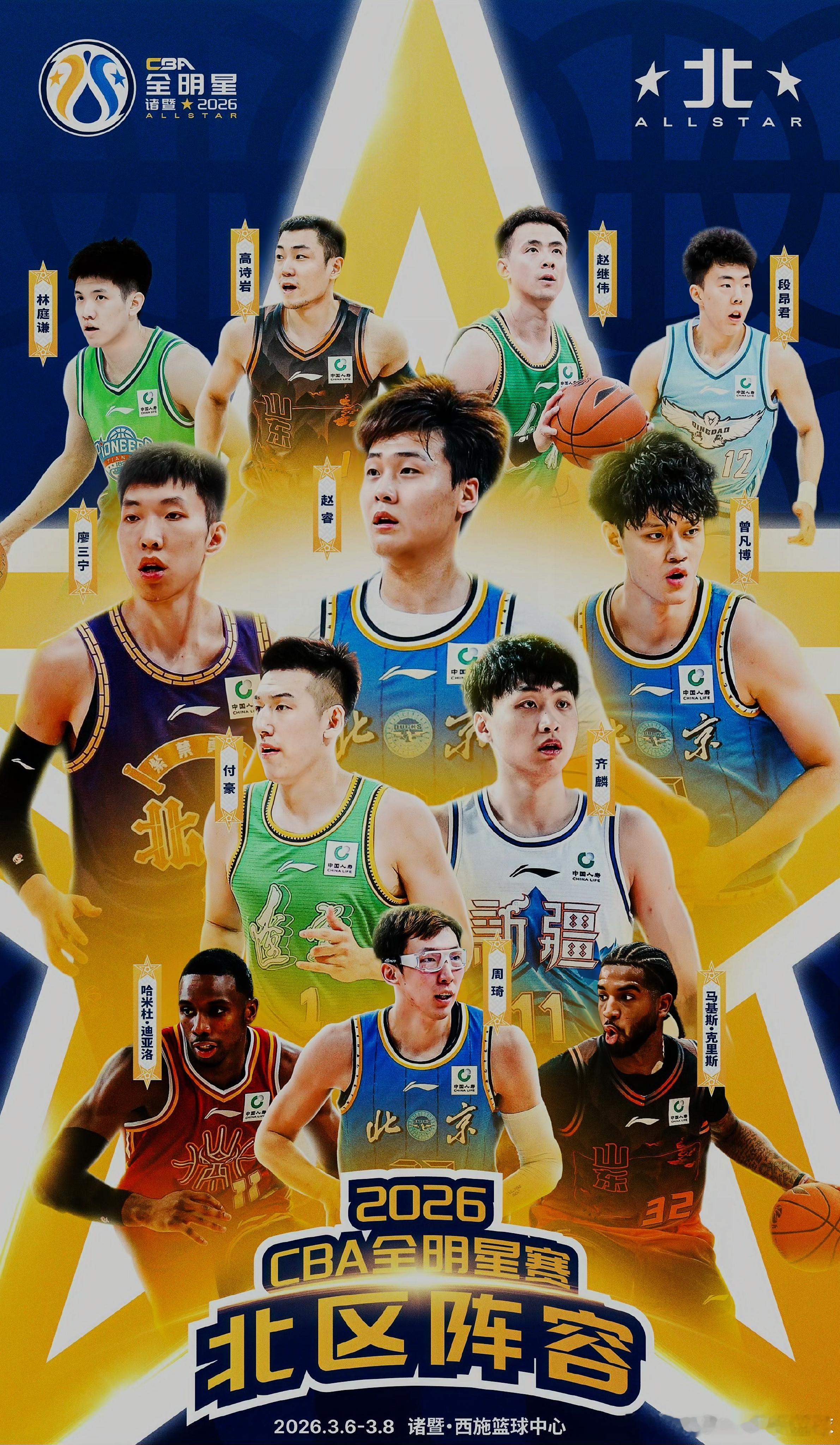 2026CBA全明星正赛阵容官宣，广东、深圳成华南区赢家！徐杰当选总票王领衔南区