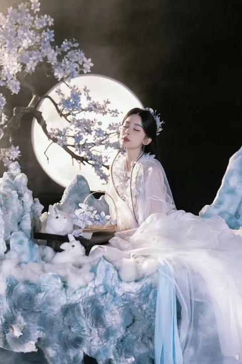 娜扎古装怎么美成这样 月白裙配素简发饰，娜扎站着就像块润透的月光白瓷，清冷里裹着