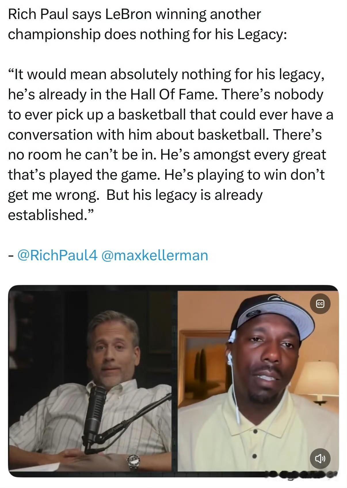 再拿一个冠军也没用！！！经纪人发话，对詹姆斯历史地位毫无增益！

近日，NBA知