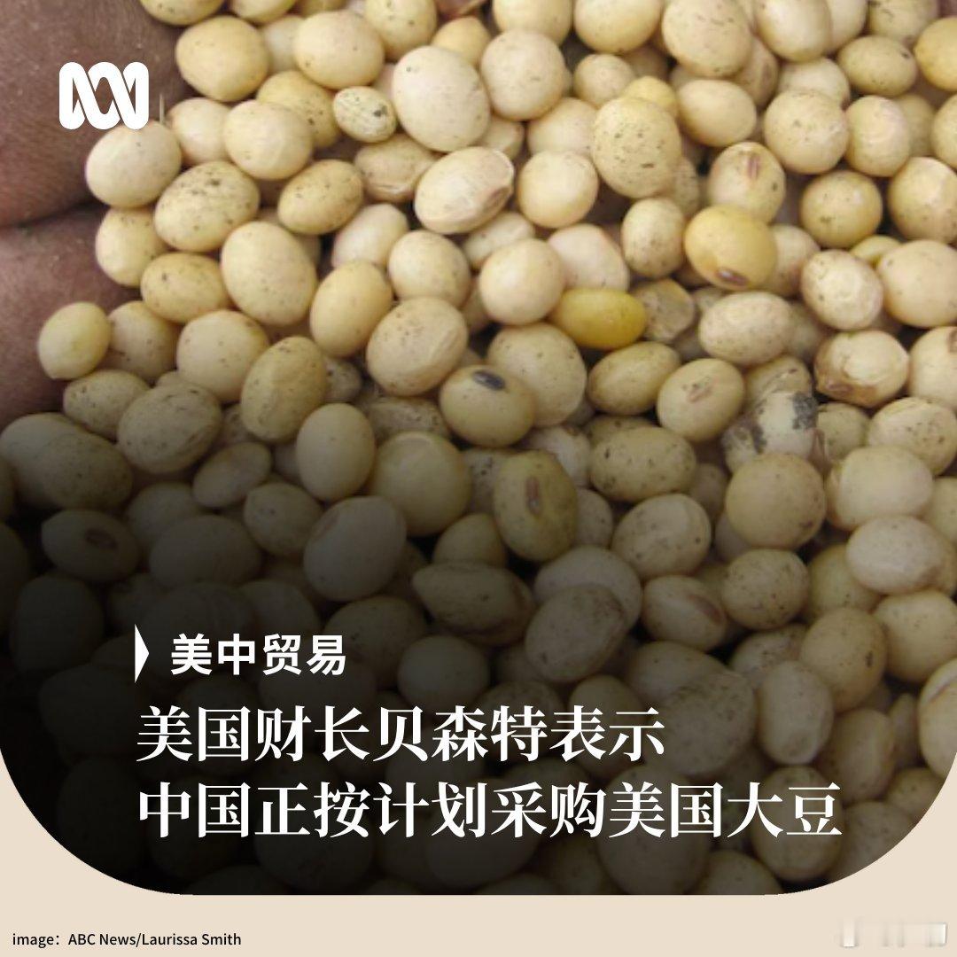 美国财长贝森特在接受CNBC采访时表示，中国购买美国大豆“完全按计划进行”。他还