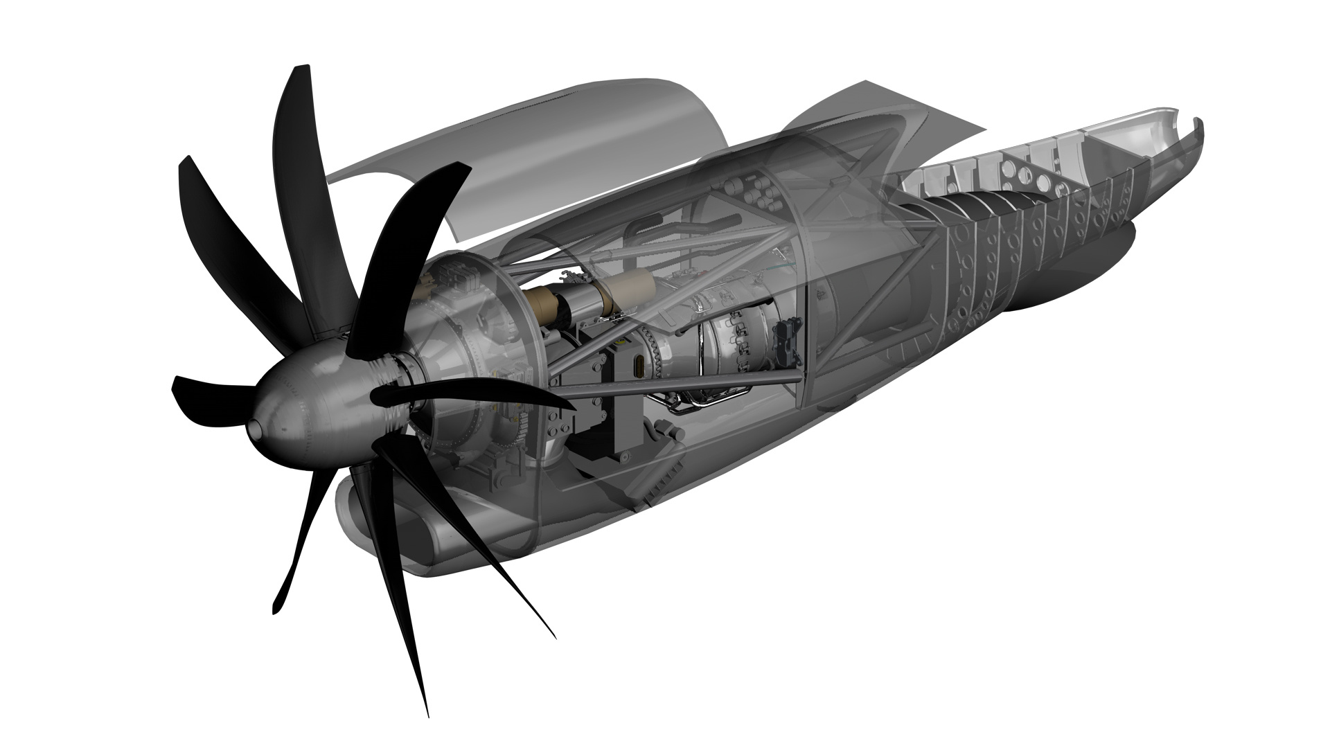 应该是加拿大普惠展示的发动机短舱剖析模型 