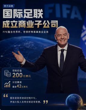 FIFA成立商业子公司引发热议 200亿估值，卖20%股份给私人。世界杯要变成华