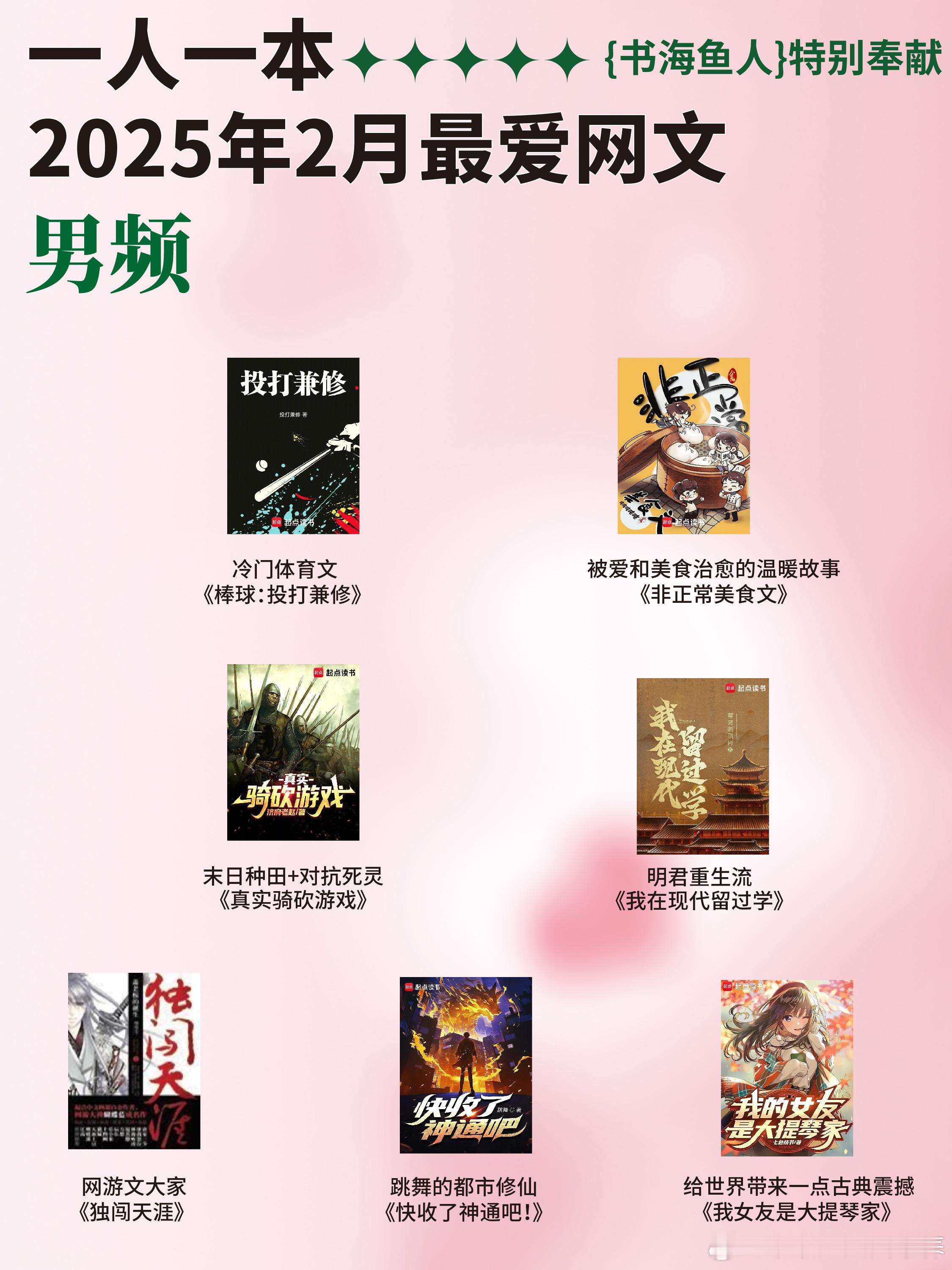 书海鱼人扫文记录 【书鱼扫文·男频】：一人一本2025年2月最爱网文1. 《棒球